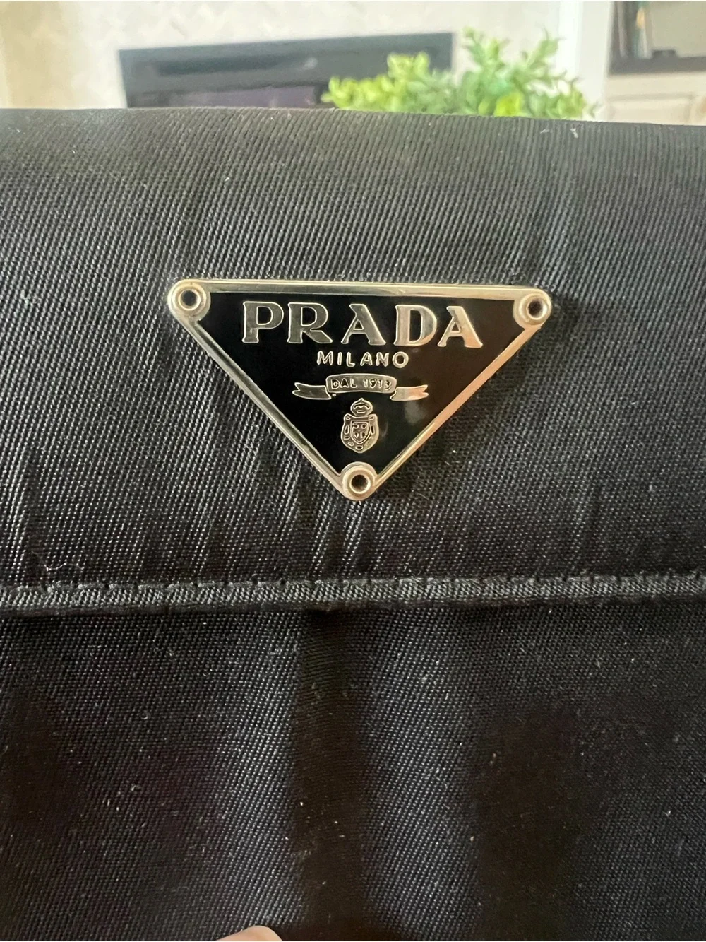 Prada Black Tessuto Nylon Triangle Logo Trifold Wallet Vintage